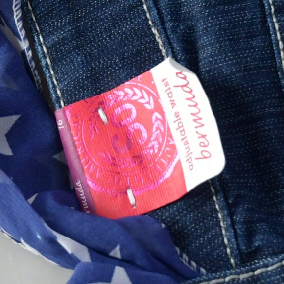 NWT - So Americana Stud Back Pkt Berm W/ Sash 408 Dark Denim Size 16 - Picture 4 of 6